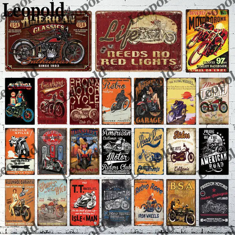 

Garage Series Metal Plaque Series Motorcycle Combination Picture Modern Wall Art Metal Garage Decoration