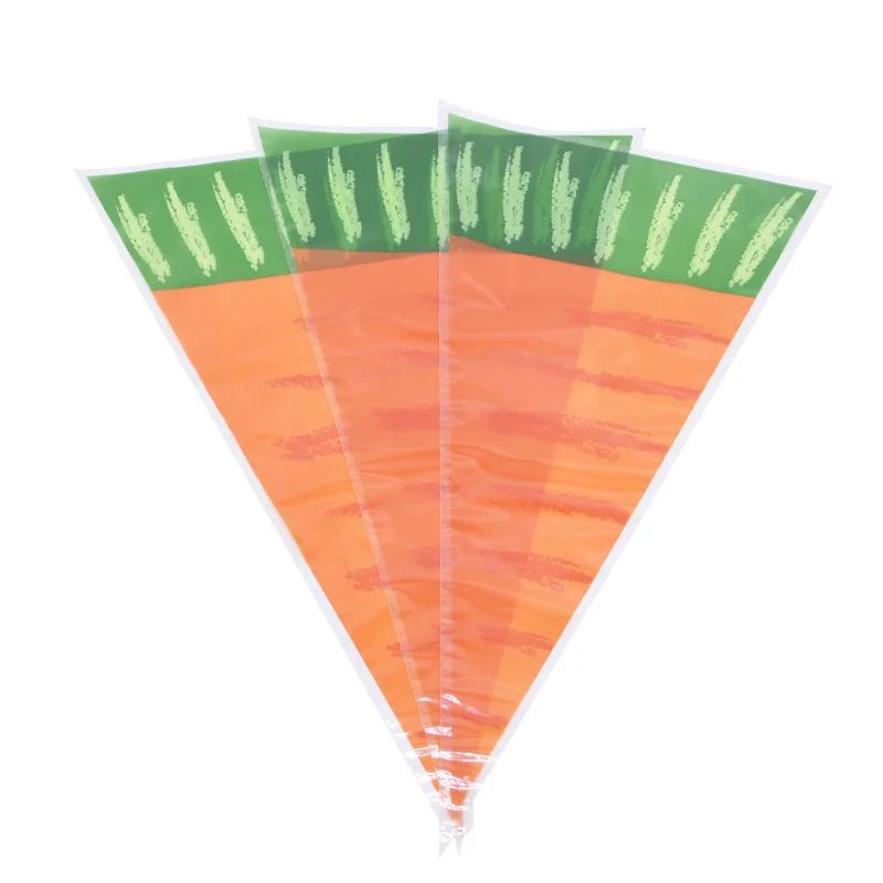 20pcs/lot Easter Carrot Candy Bag Plastic Cone Bags Kids Favors Birthday Party Snacks Packaging Decoration Supplies - купить по