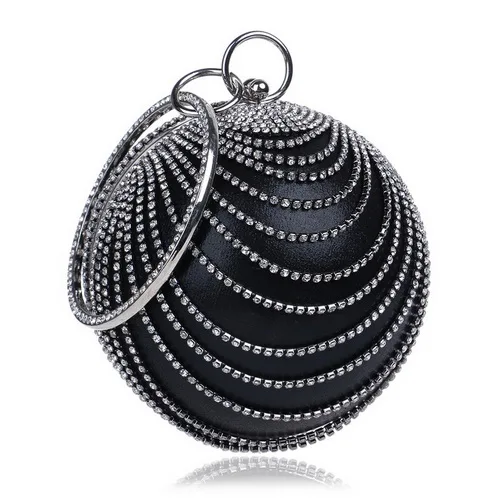 YM1158black SEKUSA мяч; со стразами; с бахромой Для женщин вечерние металлический расшитая кристаллами сумочка-клатч вечерняя Свадебная вечерняя свадебная сумочка через плечо сумки из натуральной кожи на ремешке клатч - Цвет: YM1158black