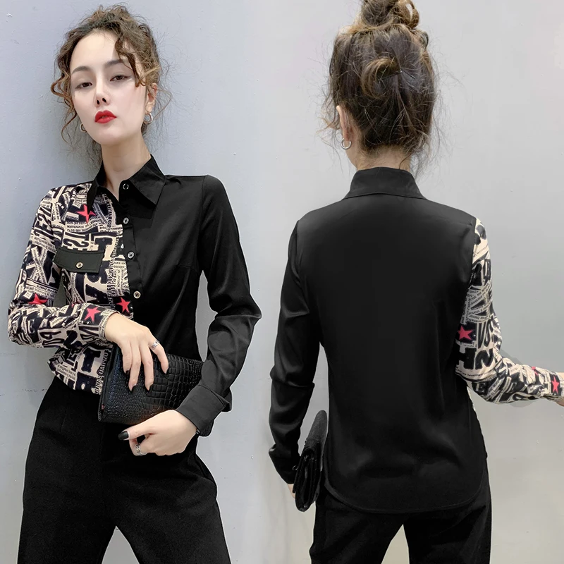 

Женская блузка-поло с длинным рукавом, из вискозы