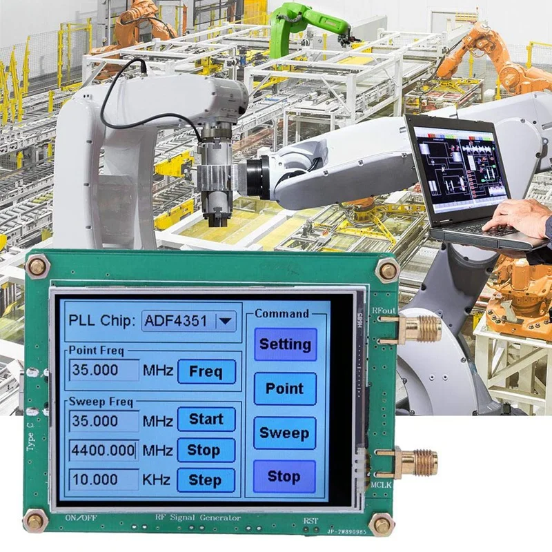 

RF Signal Source,ADF4350 Dot Frequency RF Signal Generator High Stability Press Screen Control for Wireless Lan