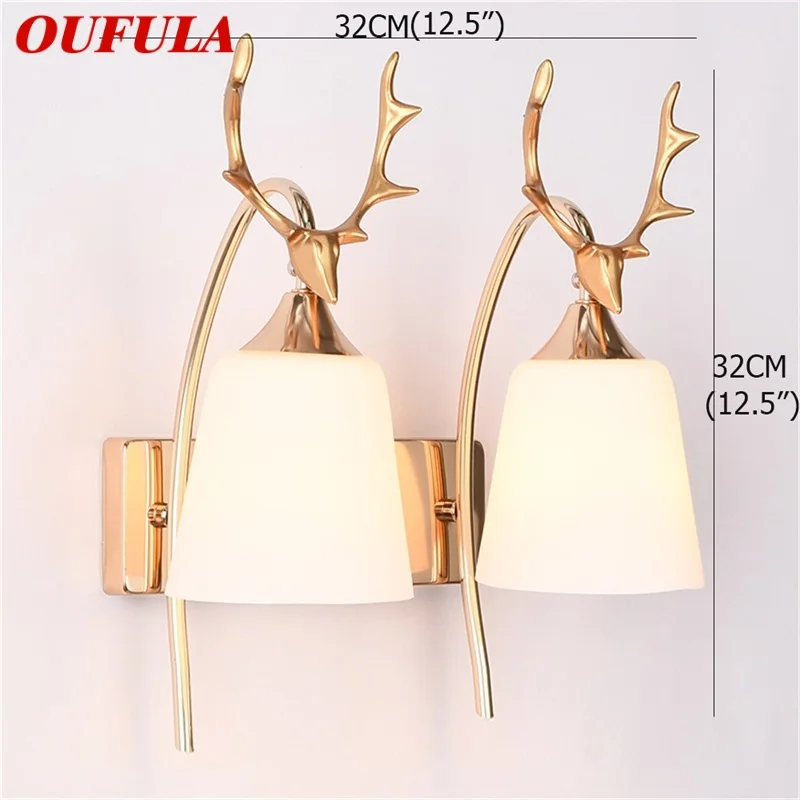 

OUFULA Wall Lamps Contemporary Creative Deer head shape LED Sconces Lights Indoor For Home Balcony