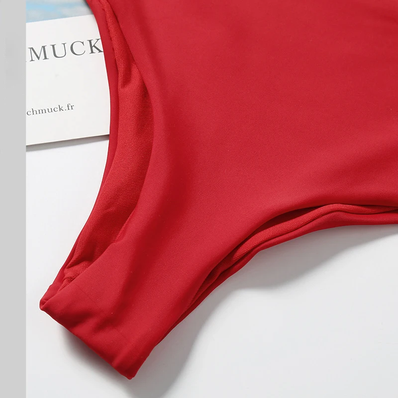 

2021 New Summer Solid Color Double Swing Ruffled Parent-Child Swimsuit Split Bikini