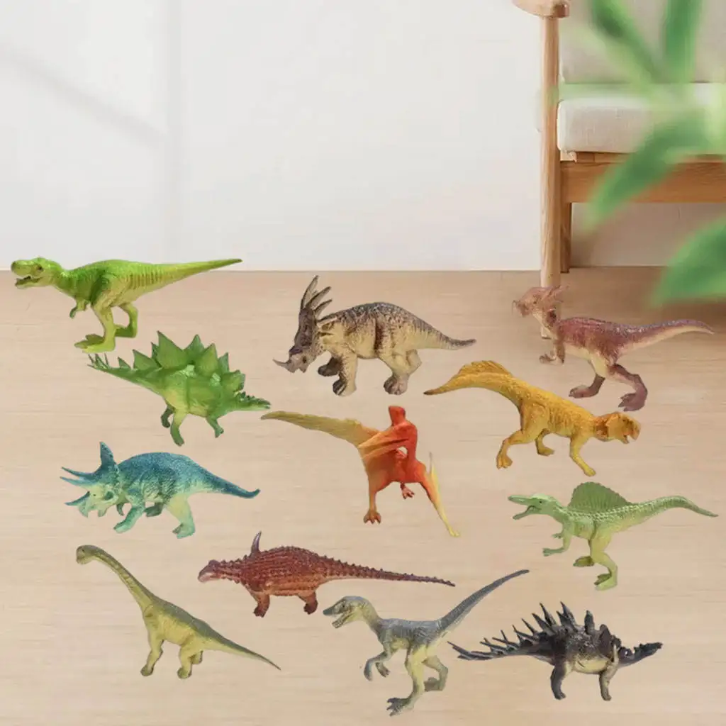 

12Pcs Dinosaur Model Toy Set Richly Details Odorless Imaginative Fun Solid Environmental Vibrant for Gift birthday toddlers