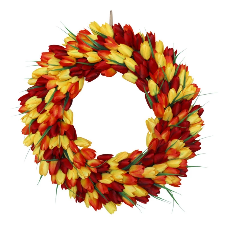 

Венок из искусственных тюльпанов, весенний венок для входной двери, свадьбы, вечеринки, стены, окна, домашний фермерский Декор