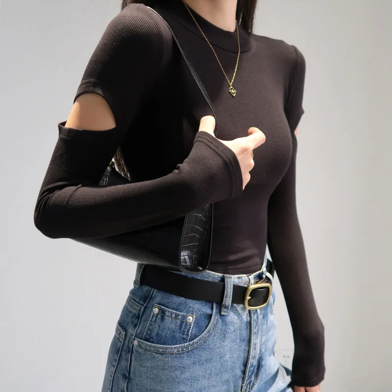 

TVVOVVIN женская новая стильная рубашка с длинным рукавом модная стройнящая простая Однотонная футболка с коротким рукавом BVY0