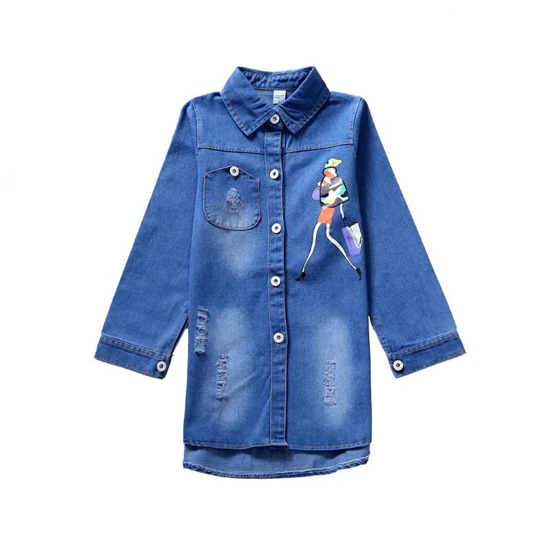 Girls Jeans Coat Casual Denim Jacket Clothes Kids Long Sleeves Outerwear Clothing Autumn Little Girl | Детская одежда и обувь