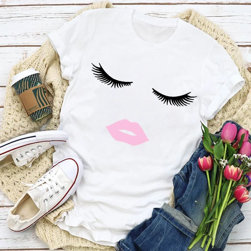 Женская модная летняя футболка с принтом в виде губ 90s женская одежда топы