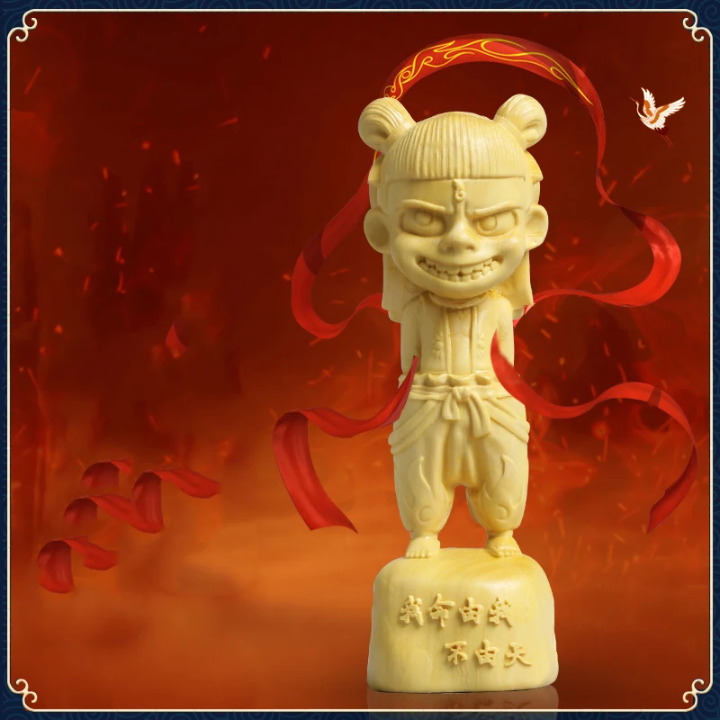 Nezha-modelo en miniatura de madera maciza de dibujos animados, figura de personaje de la película china, decoración para la casa Mona tallada a mano, Envío Gratis