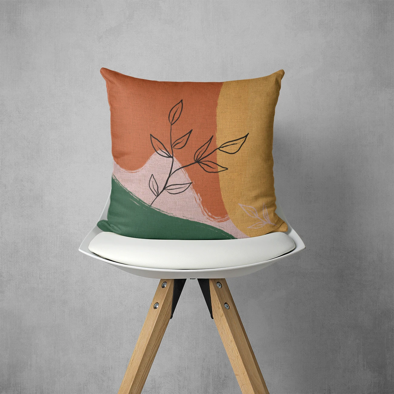 Scandinavian Home Decor Pink Pillow Cover Plant Green Throw Pillowcase 45*45 40*40 Red Color Sofa Bedroom Linen Cushion | Дом и сад