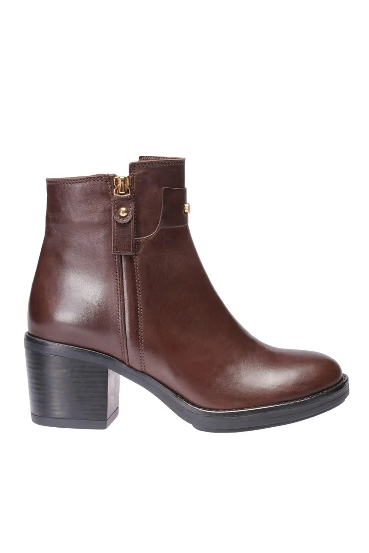 Женские ботинки из натуральной кожи с жемчугом цвет коричневый коллекция 120130000101