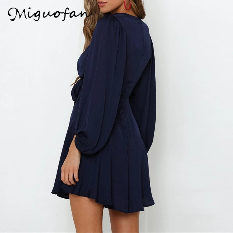 Женское Бандажное платье с длинным рукавом повседневное пляжное мини глубоким