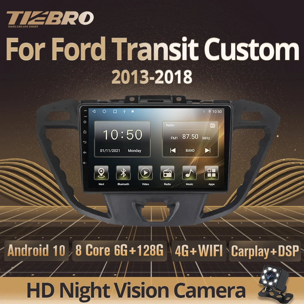 

Автомагнитола Tiebro 2DIN Android10 для Ford Transit Custom 2013-2018, автомобильный стереоприемник, GPS-навигация, автомобильное радио, Bluetooth плеер