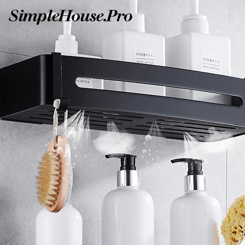 SimpleHouse. Pro матовая черная космическая алюминиевая полка для ванной комнаты