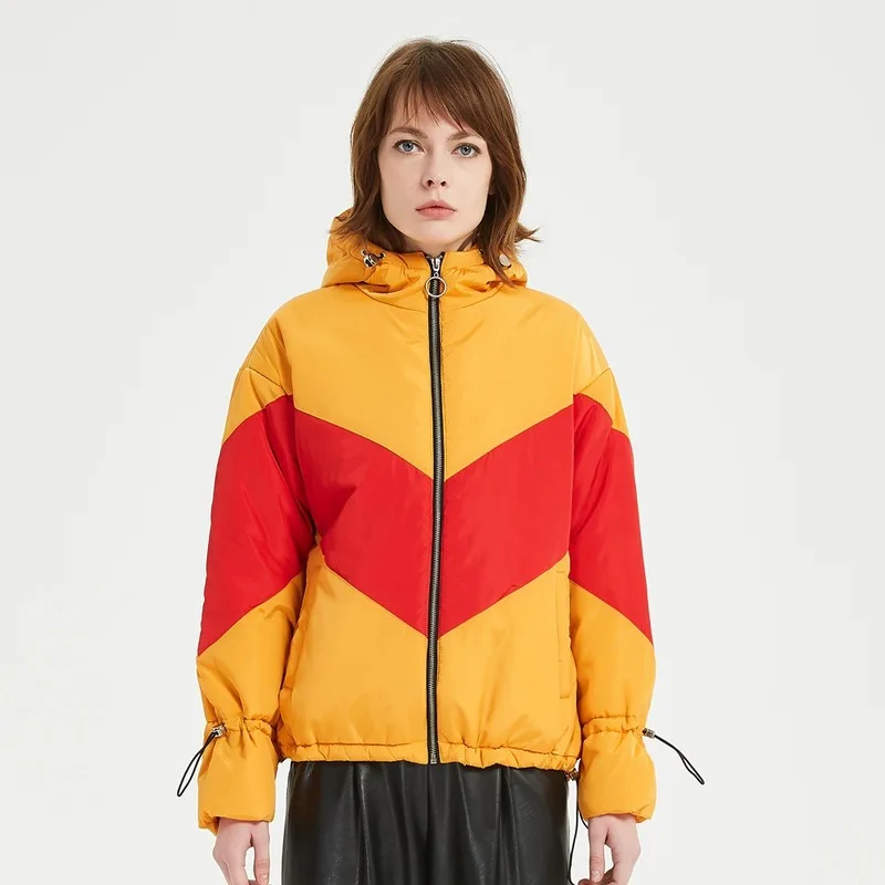 

Autumn and Winter New Mix Colours Cotton-padded Coat Hooded Loose Bright Color Cotton-padded Coat Loose Fashion Solid Color Coat