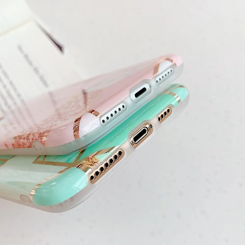 Покрытие мраморный чехол для iPhone 11 Pro X XR XS Max 7 8 6s Plus глянцевый геометрический