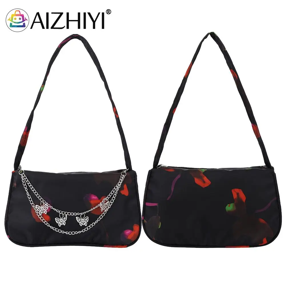 

Модная женская сумка через плечо с цветочным принтом, повседневные маленькие сумки под подмышек, нейлоновые сумки для пельменей, кошелек