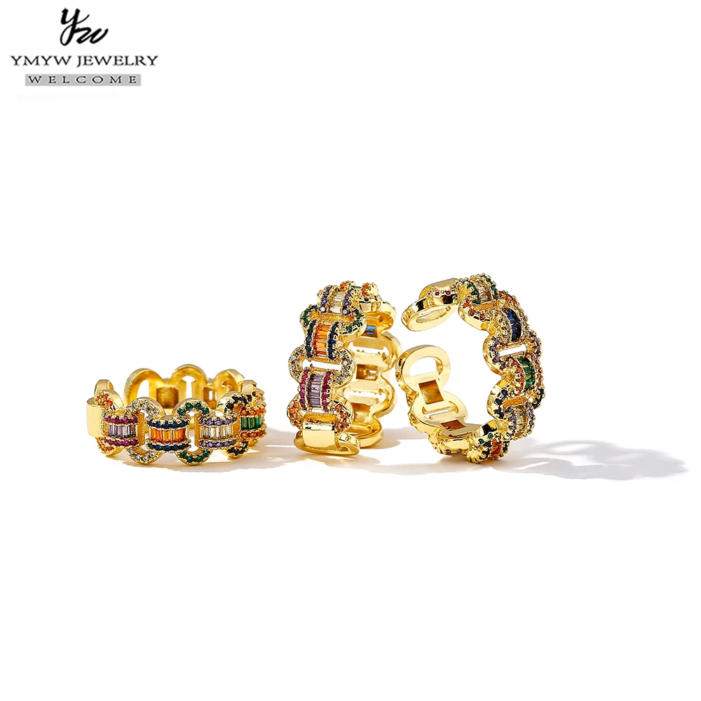 YMYW роскошное Открытое кольцо с кубическим цирконием яркие изысканный