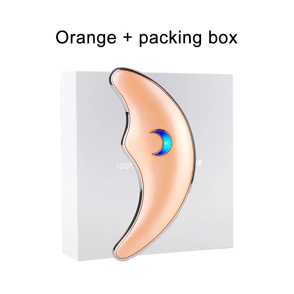 Orange with box Массажная машина Guasha для лица и шеи, устройство для удаления морщин, массажер для похудения, Электрический массажер для кожи, инструмент для выскабливания - Цвет: Orange with box