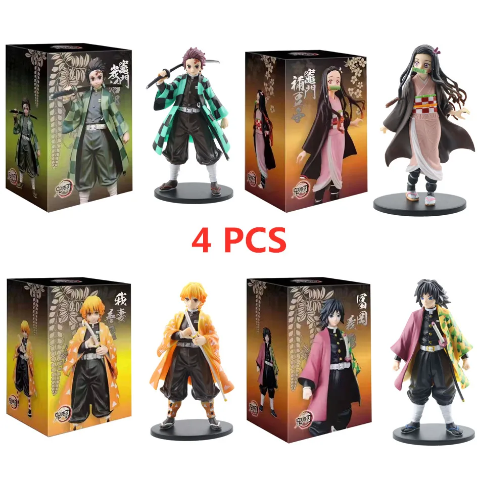 

4pcs Anime Figure Demon Slayer Kimetsu no Yaiba Figure Tomioka Giyuu Hashibira Inosuke Kamado Nezuko anime Action figure Toys