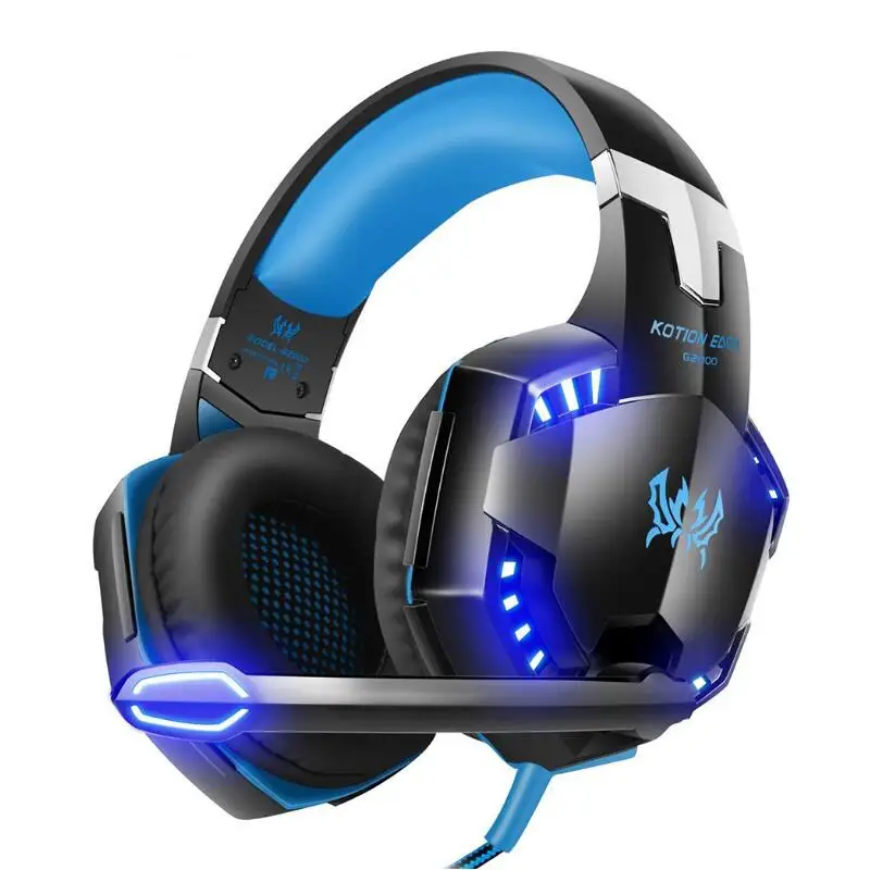 Blue 50 шт./лот BRSUANG G2000 игровая гарнитура стереонаушники проводные наушники с светодиодный подсветкой для компьютера PS4 X-Box ноутбук планшет - Цвет: Blue