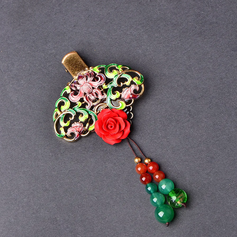 Древний костюм Hanfu медно-цинковый сплав веерообразные заколки для волос милая