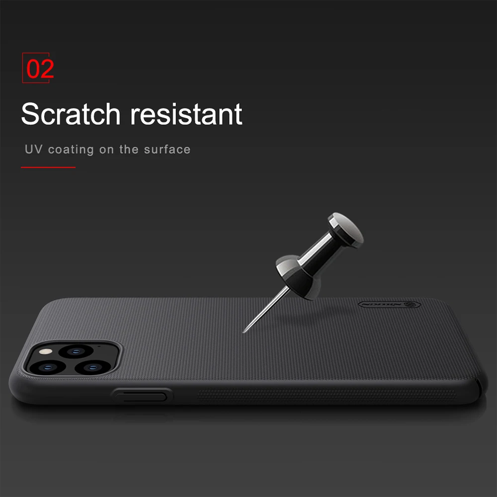 Nillkin для iPhone 11 чехол с матовой поверхностью Защита жесткого диска на заднюю панель для iPhone 11 Pro Max w/Подарочный держатель для мобильного телефона