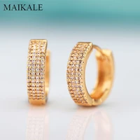 maikale new mosaic cubic zirconia hoop earrings for women fine jewelry rose gold earrings wedding party anniversary jewelry