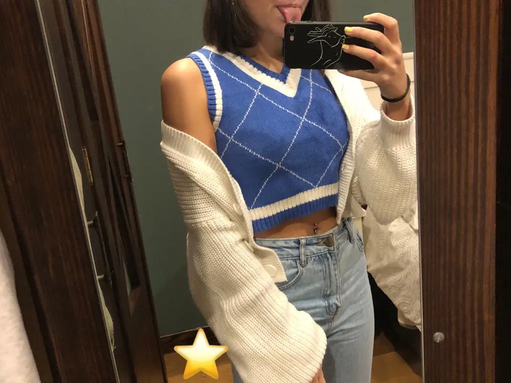 

Y2K Women Sweater Vest Vintage Knitted Crop Top Knitting Punk Tank Tops Sleeveless Body Casual Outerwear Spring Autumn