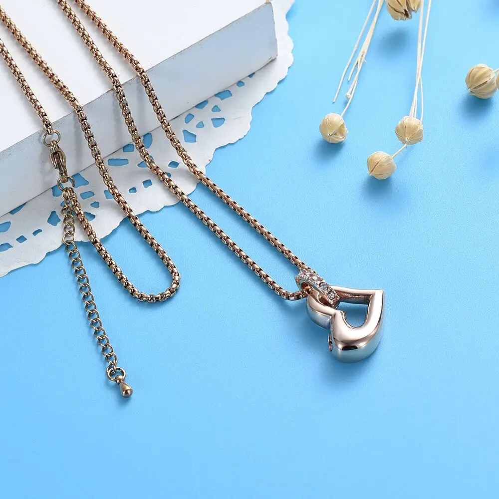 

IJD240 New Arrival Crystal Clasp Open Heart Cremation Pendant for Women Stainless Steel Funeral Memorial Ashes Keepsake Jewelry