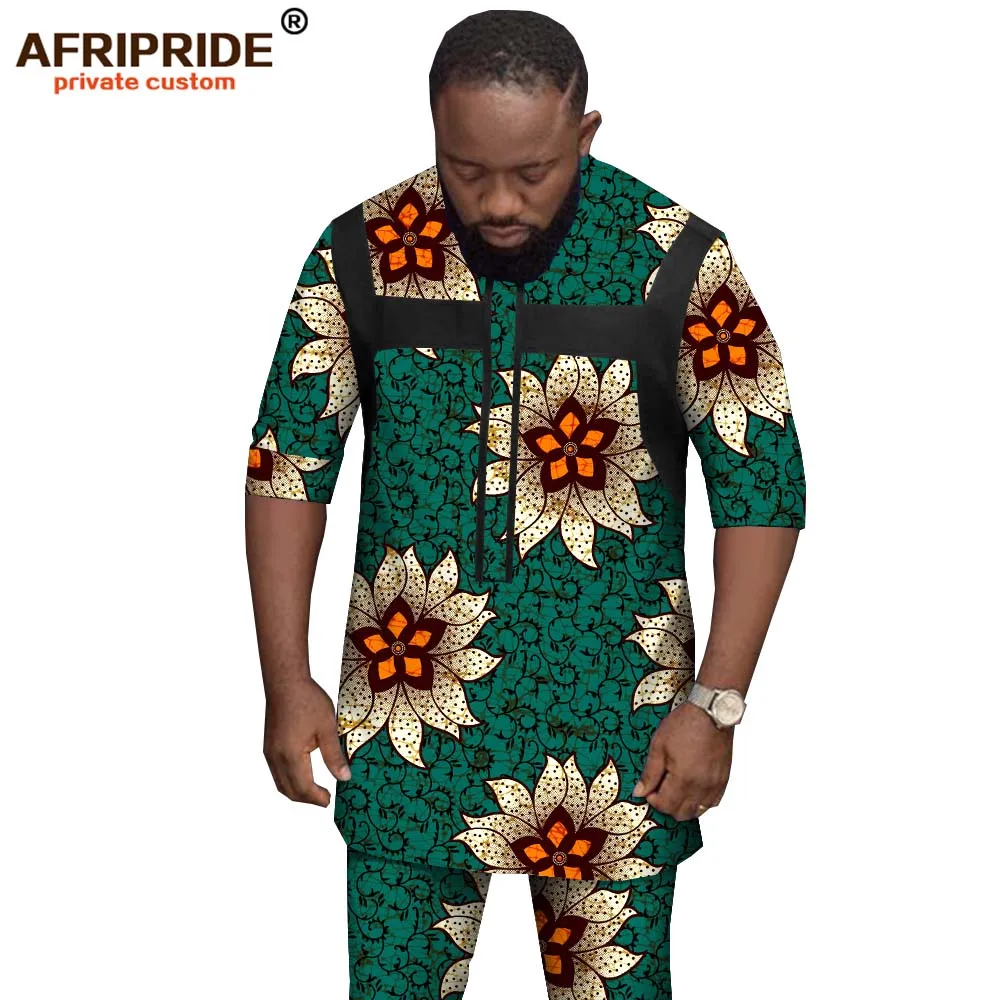 Африканская Мужская одежда этнические наряды короткий топ с коротким рукавом
