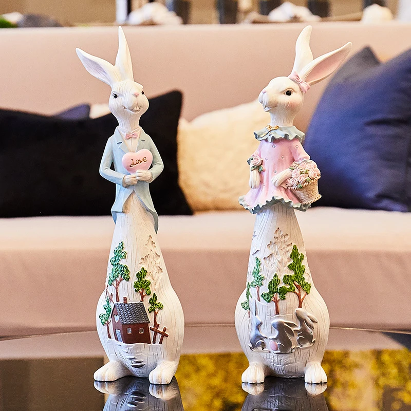 

Модный парный кролик, оранжевый свадебный подарок, украшение для дома, креативное украшение для гостиной, телевизора, кабинета, стола, винного шкафа