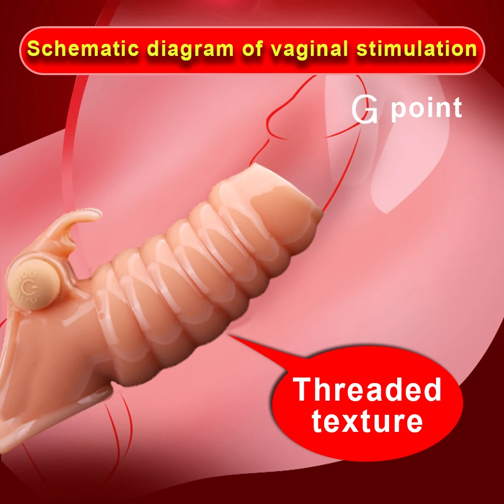 Vibrating Penis Sleeve Cock Ring Condom Extender For Men Delay Ejaculation Chastity Cage Erotic Sex Toy | Красота и здоровье