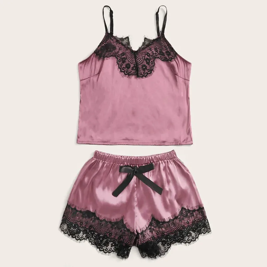 Сексуальный кружевной сатиновый комплект домашней одежды Для женщин нижнее