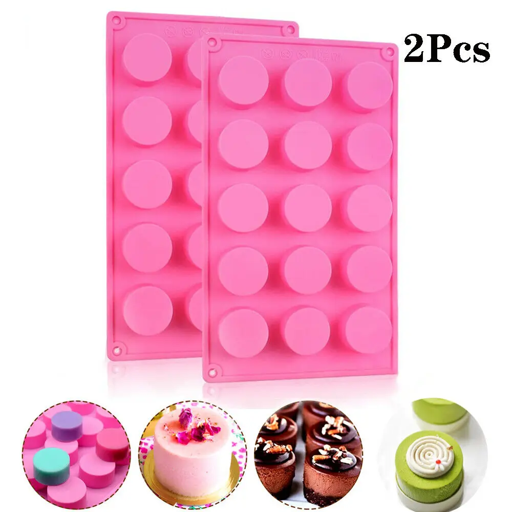 

2Pcs Soap Silicone Mold 15 Cavities Cylinder Mold Silicone handmade Soap Mold Round for Soap Baking Cake Pudding chocolate Jelly