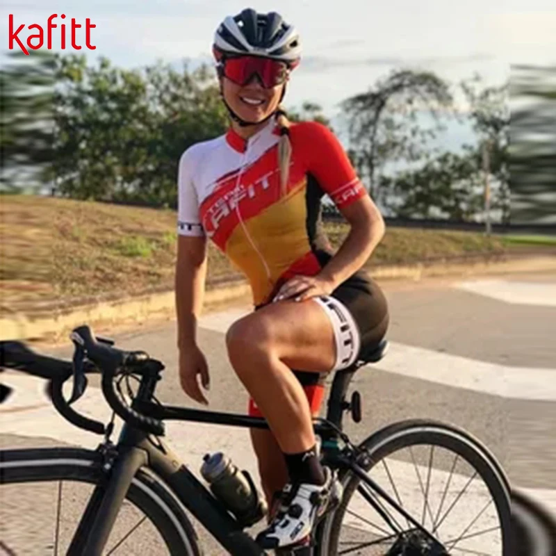 Велосипедный костюм cafitt летний с коротким рукавом женский комбинезон