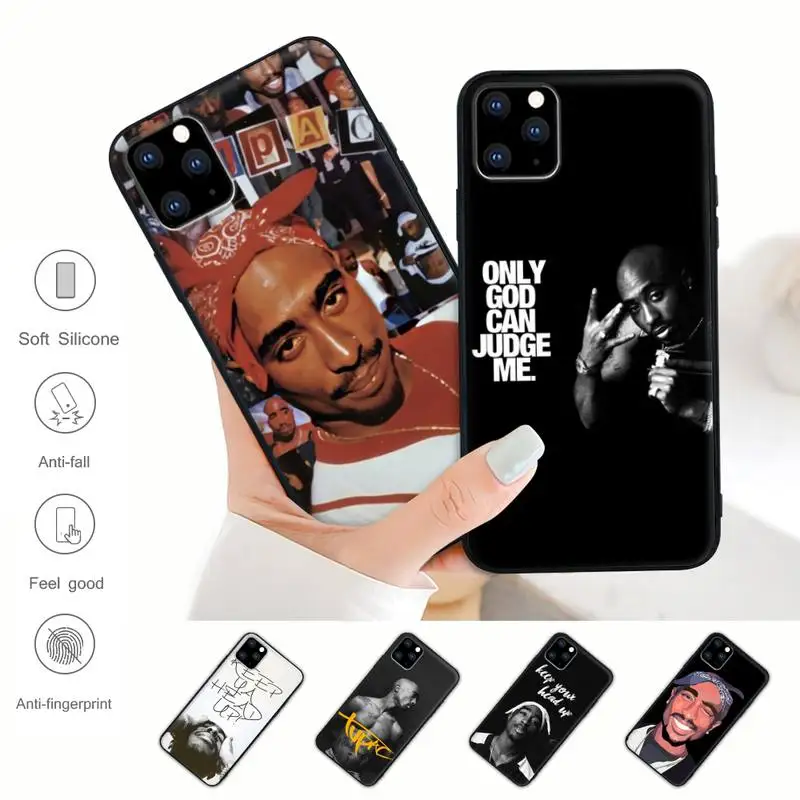 

2Pac Tupac Rapper Singer Black Silicone Mobile Phone Case Cover For IPhone 12 11 Pro Max Xs X Xr 7 8 6 6s Plus 5 5s Se 2020