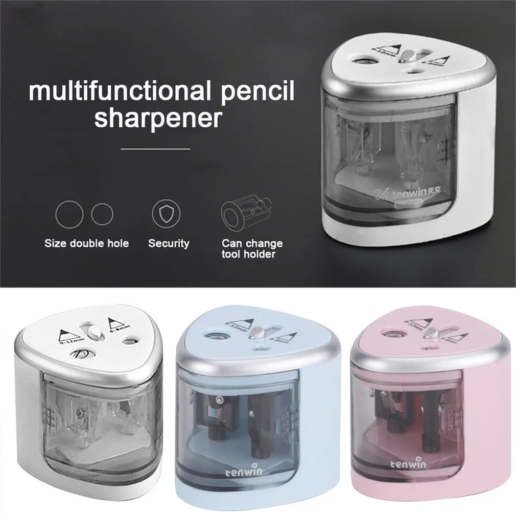 

2020 New Two-hole Electric Automatic pencil sharpener Switch Pencil Sharpener Home Office School Supplies stationery art