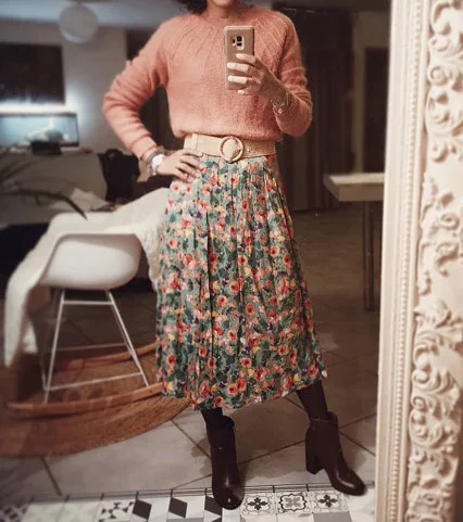 Женская длинная юбка с цветочным принтом Elfbop плиссированная и разрезная | одежда