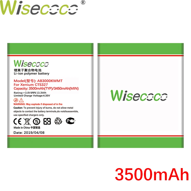 Wisecoco аккумулятор 3000 мАч AB3000KWMT для Philips Xenium CTS327 S327 Смартфон высокого качества с номером отслеживания