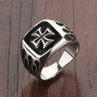 new retro flame printing celtic cross pattern ring mens ring fashion vintage metal ring accessories party jewelry