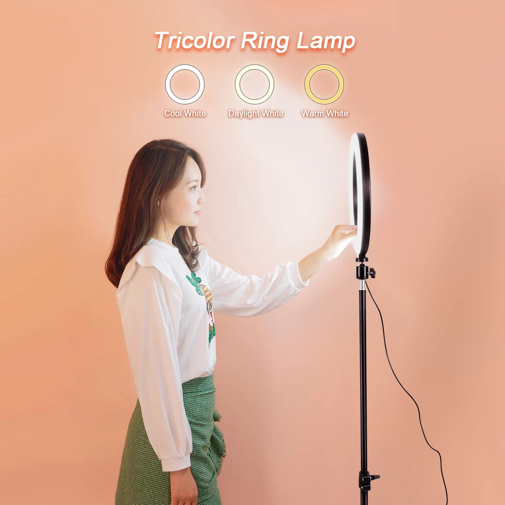 

Photography 10 inch LED Dimmable Selfie Ring Light With Stand for Live Streaming YouTube Fill-in Light Video Shooting Ring Lamp