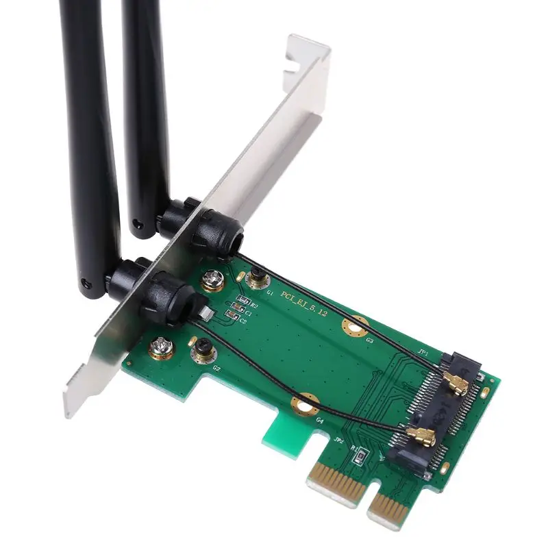 

Wireless Card WiFi Mini PCI-E Express to PCI-E Adapter 2 Antenna External PC
