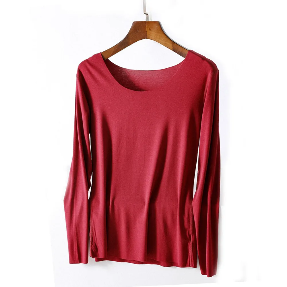 Женская футболка с длинным рукавом и круглым вырезом однотонная|american apparel|women t