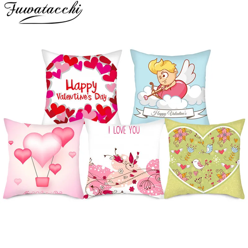 

Fuwatacchi Pink Heart Love Pillow Covers Valentine's Day Gift Cushion Cover for Home Sofa Decorative Throw Pillowcases 45*45cm