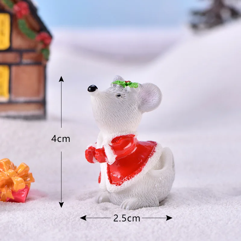 Рождественская фигурка мыши мультяшная крыса животное Модель Пейзаж из мха