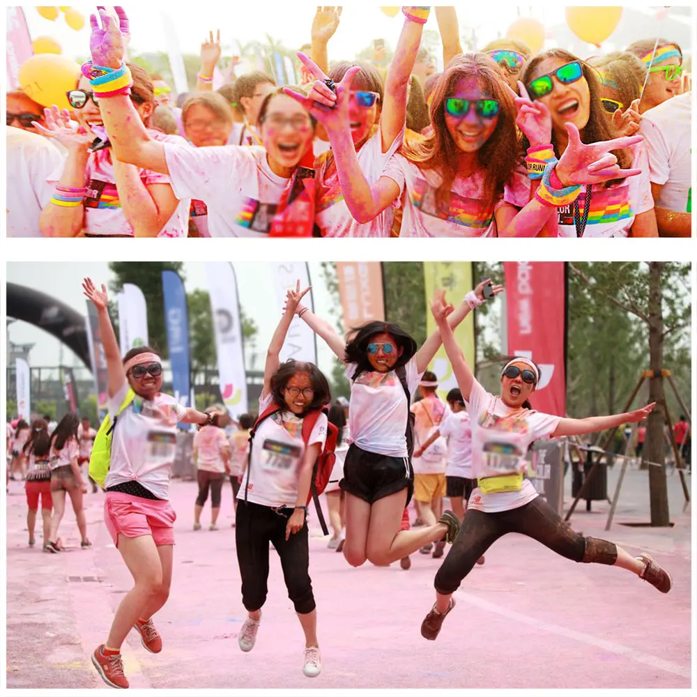 Цветные пробежки день рождения марафон гонки бег бросок порошок кукурузный