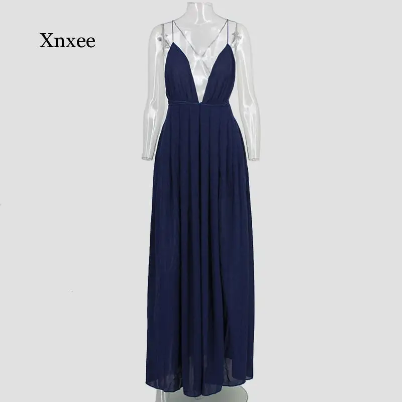 

Fuedage Summer Chiffon High Split Party Dresses Women Halter Sleeveless Elegant Backless Sexy Dress Club Maxi Long Dress Vestido