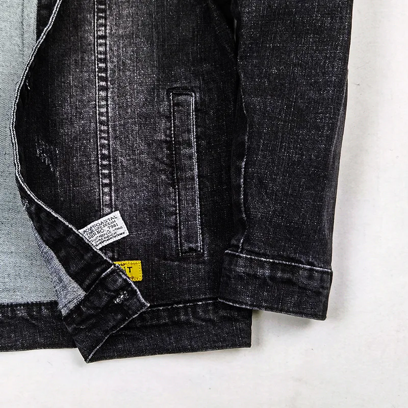 

New 2020 Autumn Black Solid Casual Slim Fit Quality Cotton Denim Bomber Jacket Men Plus Size M-4XL Lapel Single Breasted Jeans