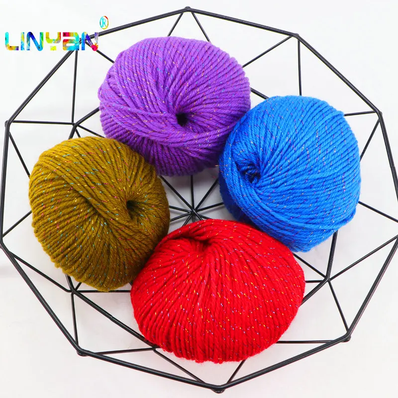 10 штук * 50 г Золотая шелковая нить для вязания акриловая пряжа вязание крючком